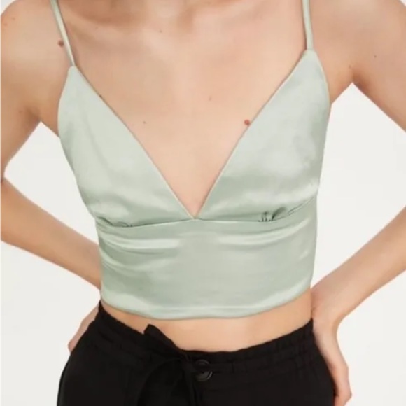 ZARA - Satin effect bralette crop top - Picture 1 of 4